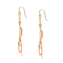 Load image into Gallery viewer, Pink Coral Branch Gold Earrings