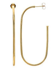 Load image into Gallery viewer, 14k Yellow Gold Long Oval Hoop post earrings