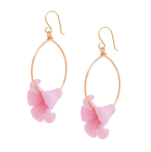 Plumeria Gold Hoop Earrings