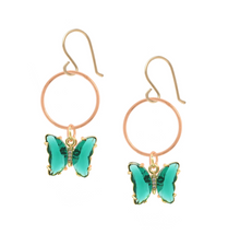 Load image into Gallery viewer, Emerald Green Butterfly Earrings