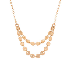 Double layered gold disc necklace