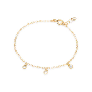 Dainty 14k gold filled charm tennis Bracelet with Cubic Zirconia