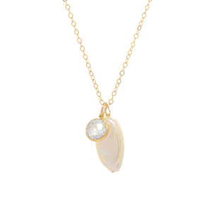 Keshi Pearl Necklace with CZ bezel