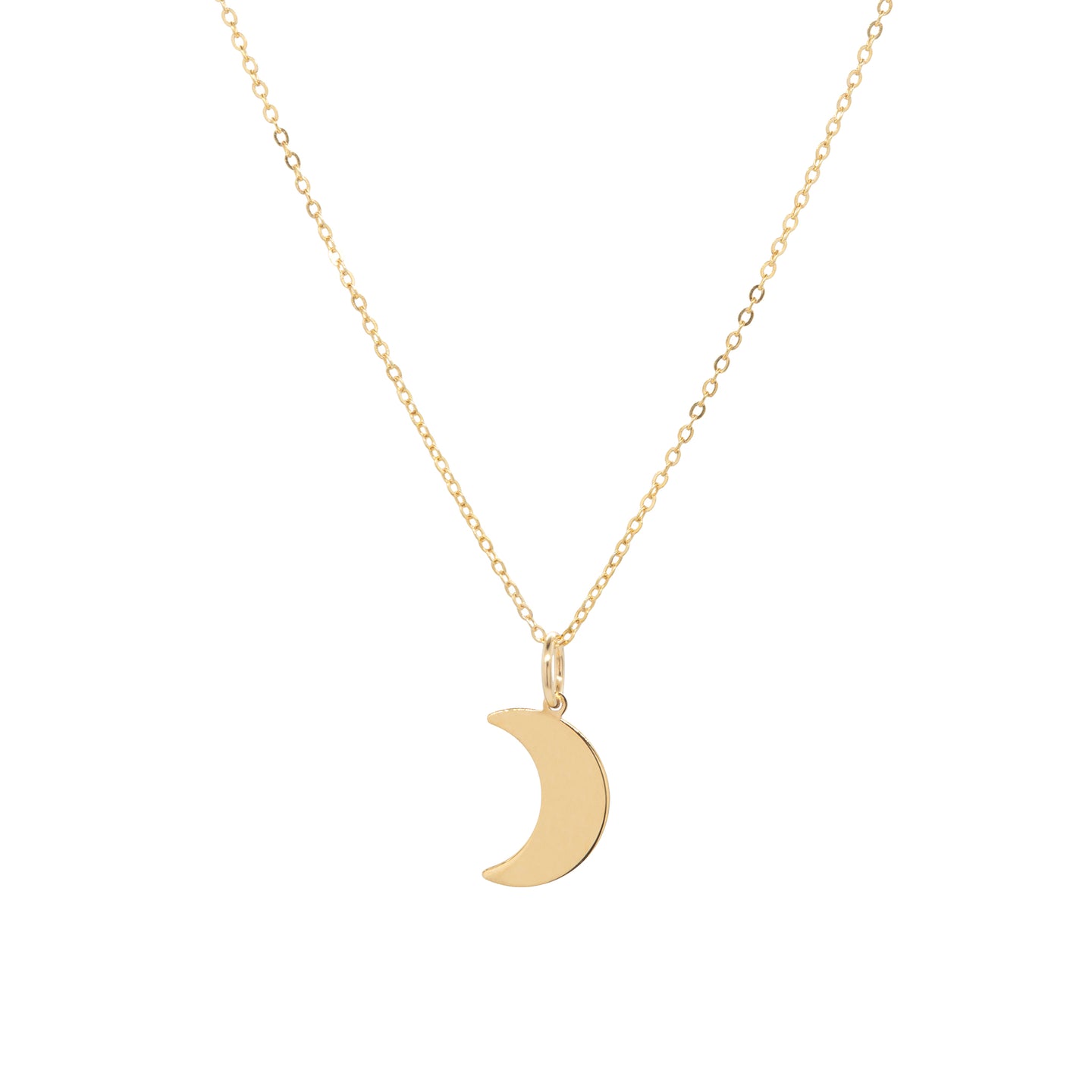 14k Solid Gold Crescent Moon Necklace
