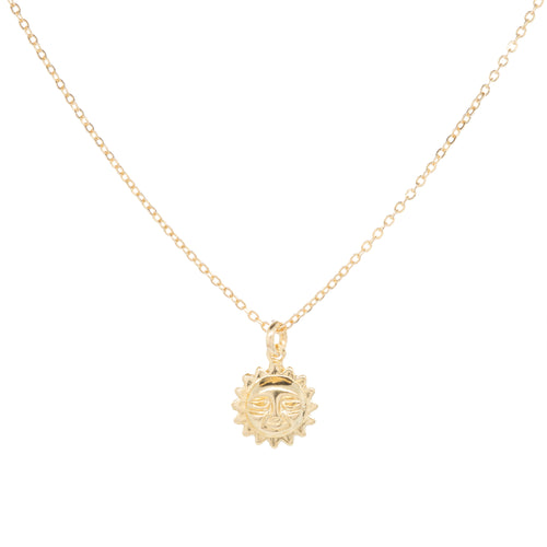 14k Solid gold Baby Sun Face Necklace