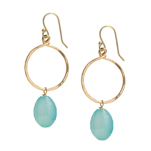 Seafoam Blue Chalcedony 14k Gold-filled Hoop Earrings