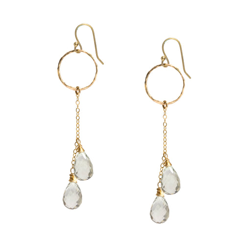 Green Amethyst Double Drop Earrings