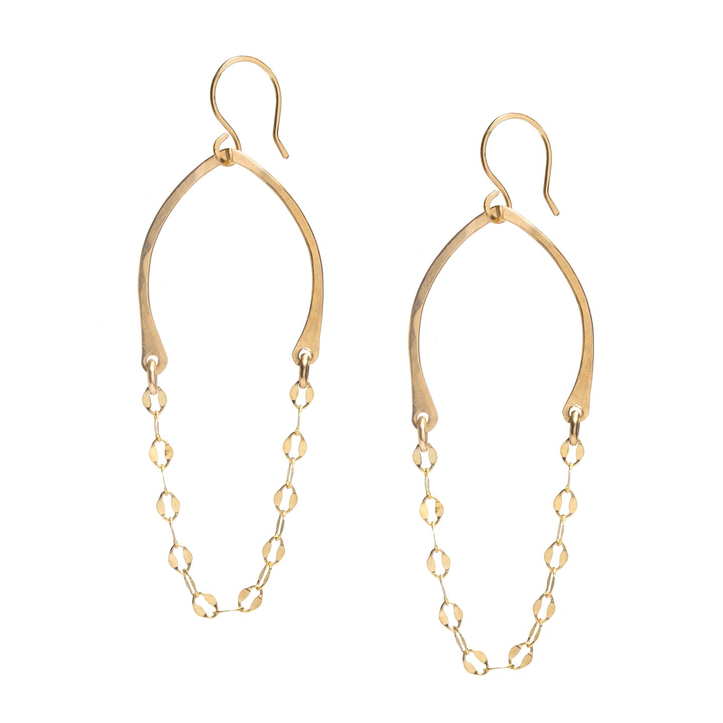 Draped chain mail gold earrings