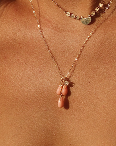Pink Coral Teadrops Necklace