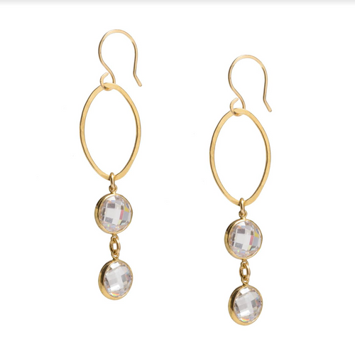 Bezeled Cubic Zirconia Earrings