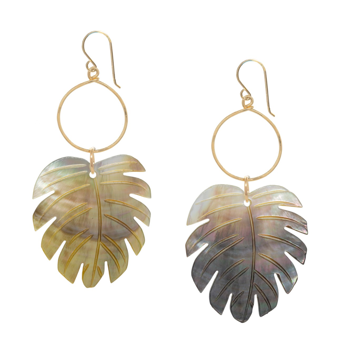 Mother of Pearl Palm Leaf Earrings