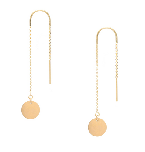 Gold Disc Threader Earrings