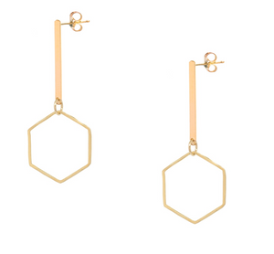 Hexagon Vertical Bar Earrings