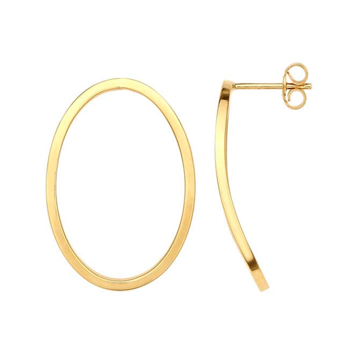 14k Yellow Gold Oval Post Earrings