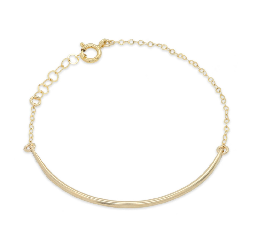 Organic Curved Bar Gold Bracelet