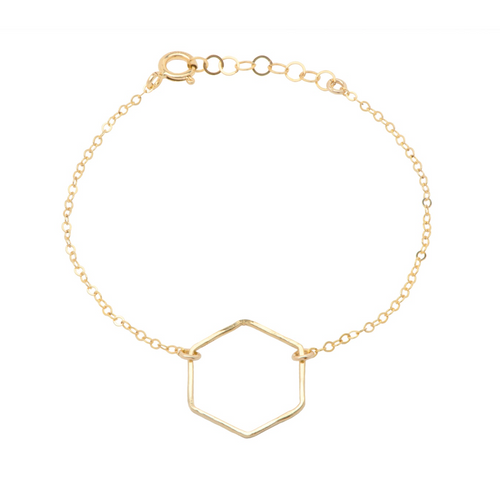 Hexagon Gold Chain Bracelet