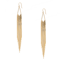 Load image into Gallery viewer, Gold Fringe Shoulder Duster Earrings