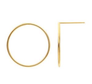 14K Solid Gold Open Circle Post Earring