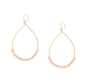Pink Coral Wire-wrapped 14k gold-filled hoop earrings