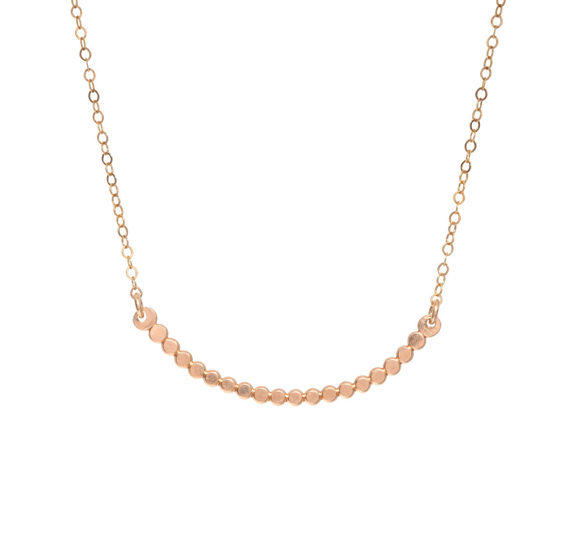 Flat Beaded Gold Bar Necklace