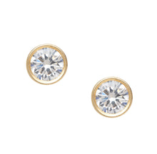 Load image into Gallery viewer, 14k solid gold CZ stud earrings