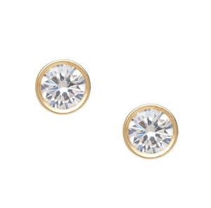 14k solid gold CZ stud earrings